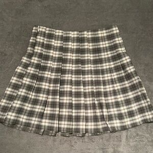 Grey and blue pleated skirts